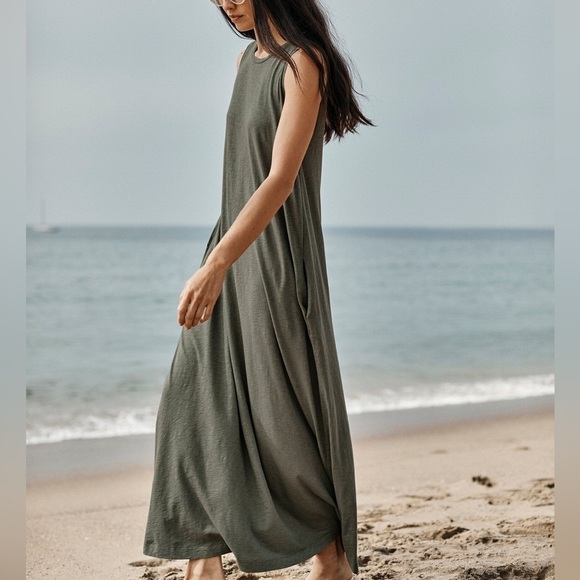 Velvet BY Graham & Spencer Edith Cotton Slub Sleeveless Maxi Dress Size M - Picture 2 of 9